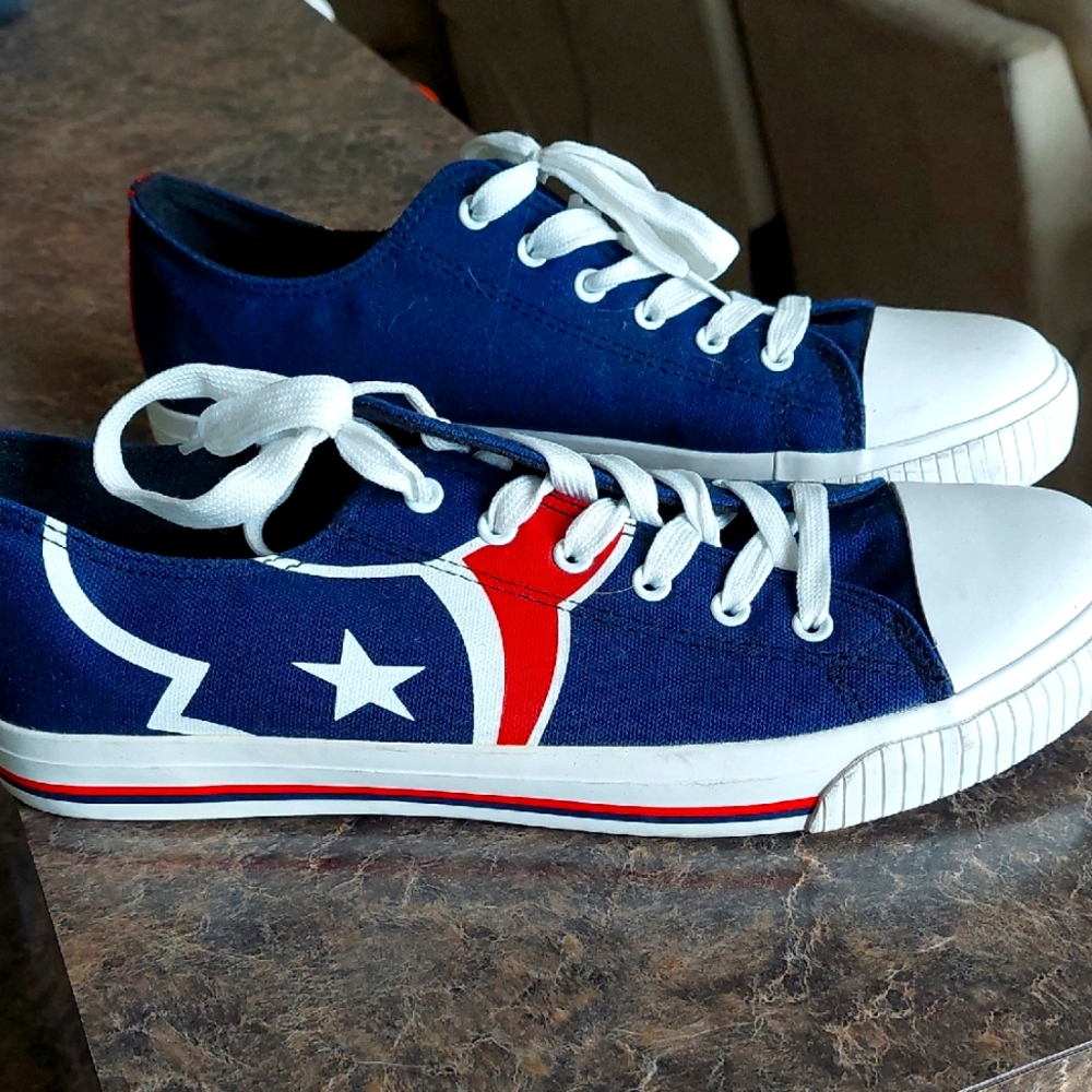 Texan, Football Theme Blue and Red Canvas Style Sneakers